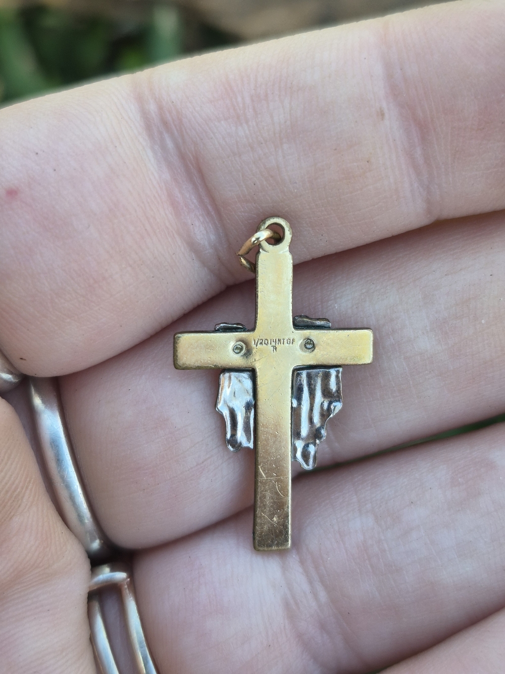 Two-Tone 14k Gold Filled and Silver Cross Pendant - Women Jewelry